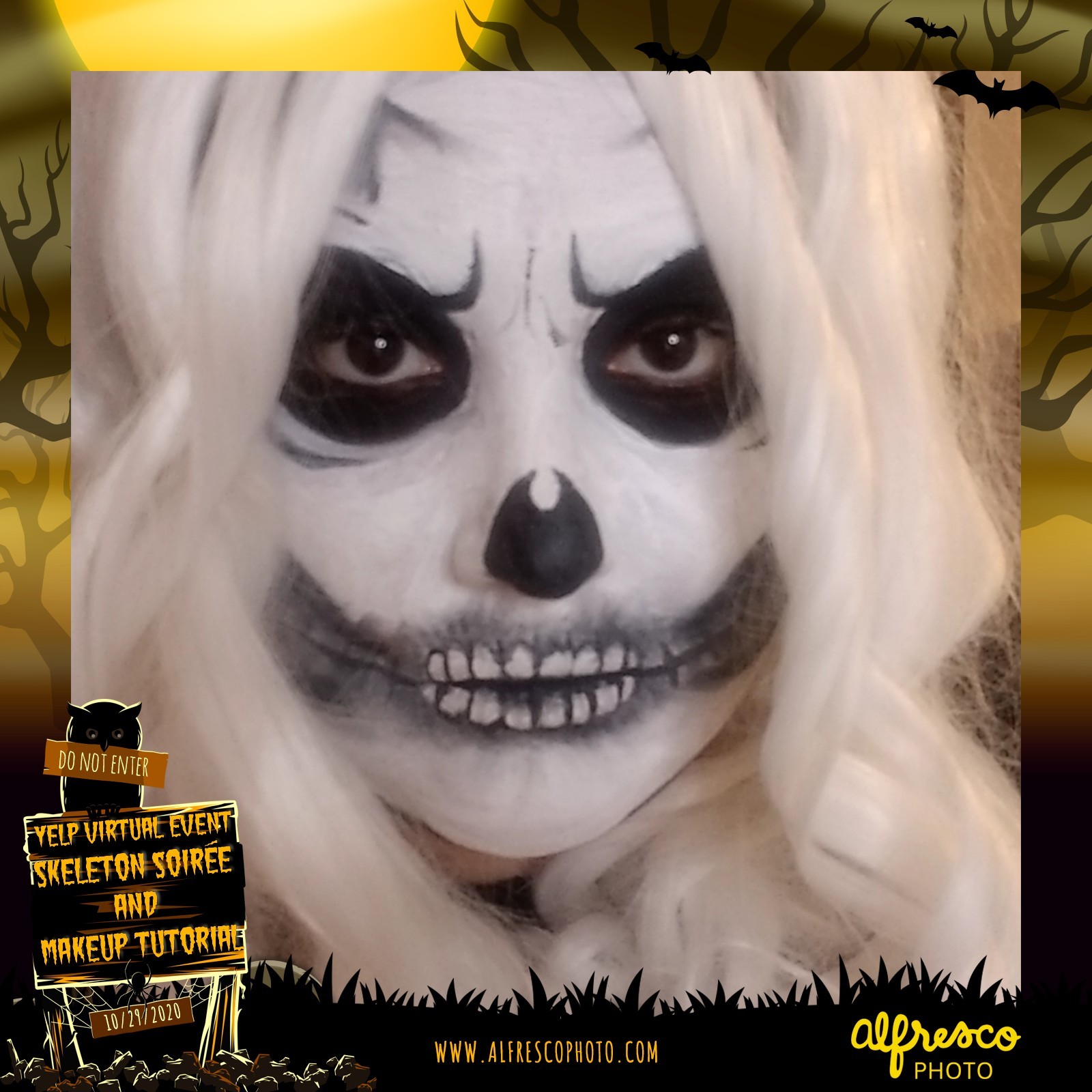 Yelp Skeleton Makeup Tutorial | View more photos from the event at events.alfrescophoto.com/u/AlfrescoPhoto/Yelp-Skeleton-Makeup-Tutorial